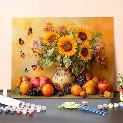 Paint by Numbers for Kids Fruit, Paint by Numbers for Adults Butterfly Canvas Painting kit Adult Crafts with Brushes and Acrylic Pigment Drawing, Home Wall Decor, Gifts 40x55cm, Without Frame 29-8