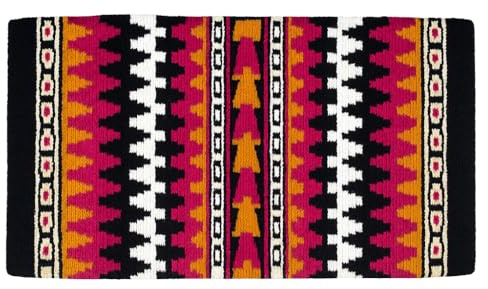 Western Show Saddle Pad/Blanket for Horses - Handmade Wool Saddle Blanket with New Zealand Design, Thick, Durable & Comfortable for Horse Riding m190 (34” L x 38” W x 1)