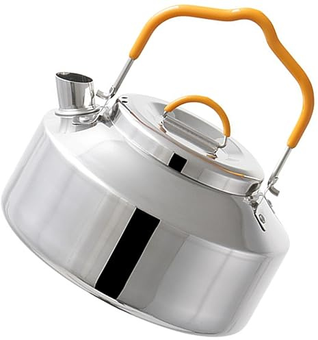Toyvian Bouilloire de Camping Poignée Ergonomique en Acier Inoxydable 0,8l Légère et Portable pour Thé et Café sur Réchaud Gaz en Extérieur