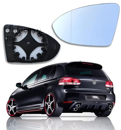 Golf 7 Spegelglas vänster uppvärmt | Passar spegelglas Go lf 7 vänster uppvärmt förarsida ytterbackspegel Golf 7 ersättningsspegelglas asfäriskt glas med monteringsplatta