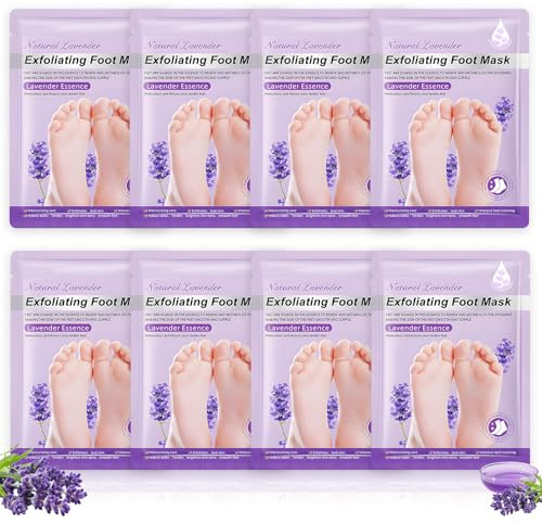 8 Paia Lavender Foot Peel Mask, Maschera Piedi Esfoliante, Maschera PIEdi Idratante, Maschera Esfoliante PIedi Forte, Efficace Peeling PIedi per PIedi Secchi e Screpolati