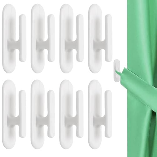 Wjelet 8pcs Self Adhesive Curtain Hooks, Blind Cord Safety Device,Curtain Tie Backs Hooks for Home Office Blinds Curtains Sun Shades Ropes(White)