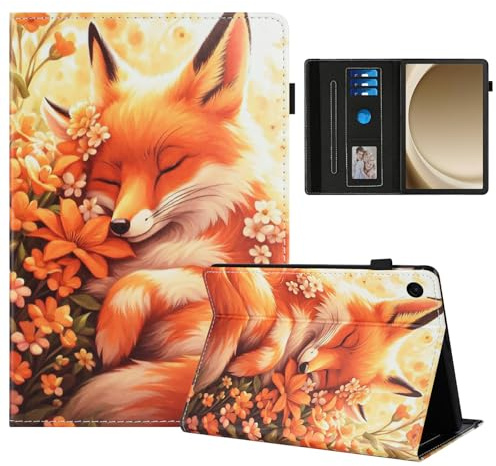 Rostsant Coque pour Samsung Galaxy Tab A11+ 11 Pouces 2025 SM-X230/SM-X235/SM-X236B Impression Graphique Housse en Tablette Cuir PU Protection pour Galaxy Tab A11 Plus Renard en Fleur