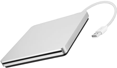LOLIPPYY Graveur DVD Externe USB Argenté Lecteur CD Rom Portable Compatible PC Portable et Bureau Installation Facile