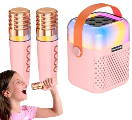 Mini macchina per karaoke | Altoparlante con 2 microfoni - Giocattolo karaoke musicale,per palcoscenico ufficio, terrazza giardino feste all'aperto spettacoli a casa