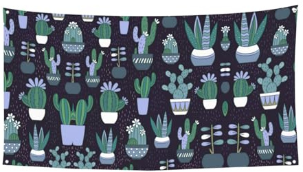 Striscione con cactus e piante grasse con stampa multi-festività, decorazione da appendere per casa, cortile, per compleanno, Natale, Halloween