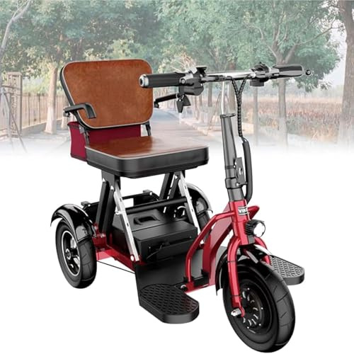 Mobility Scooters for Adults Foldable Lightweight 3-Wheel Mobility with LED Headlights And Basket for a Full Day's Journey Comfortable Seat Deal for Elderly Disabled,B