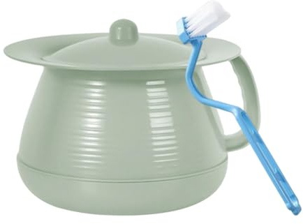 Milageto Urinario doméstico con escupidera y cepillo, inodoro de noche con tapa, urinario de noche para conducir, baño interior, Verde
