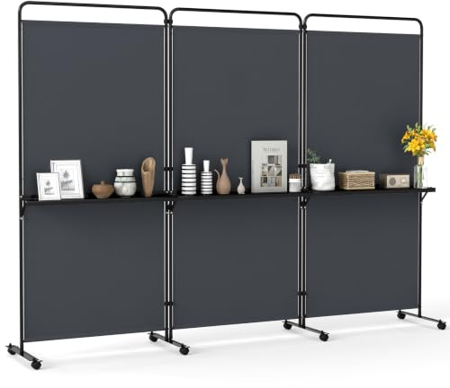 COSTWAY Separadores Ambientes de 3 Paneles (Gris)