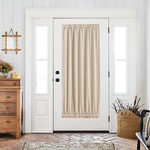 Vangao Französischer Türvorhang Privatsphäre Schutz Glastür Vorhang Panel Beige Fenstervorhang 183 cm Länge für Haustür mit Raffhalter Ein Panel