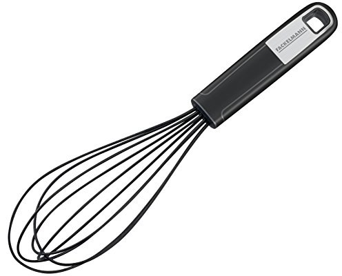 Fackelmann Schneebesen 26 cm SENSE, praktischer Rührbesen für beschichtete Kochutensilien, mit rutschfestem Soft-Touch-Griff (Farbe: Silber/Schwarz), Menge: 1 Stück