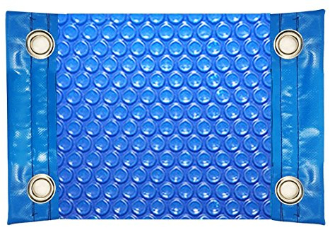 International Pool Protection Manta TÉRMICA (10x4.5m) DE 600 MICRAS ECONÓMICA con Refuerzo EN LOS Lados Estrechos + Cubierta DE PROTECCIÓN para COBERTOR Solar + ENROLLADOR TELESCÓPICO