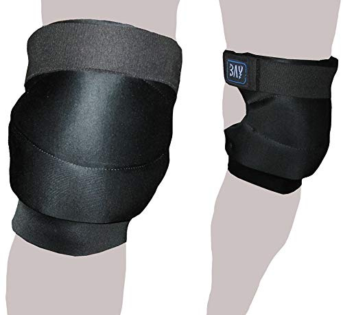 BAY MOVE Knieschoner Knieschützer Knieschutz Kniebandagen Knie Schoner Bandagen Schützer Schutz Knieprotektoren Budo Kampfsport Handball Freefight Muay Thai Thaiboxen schwarz, S_M_L_XL (L)