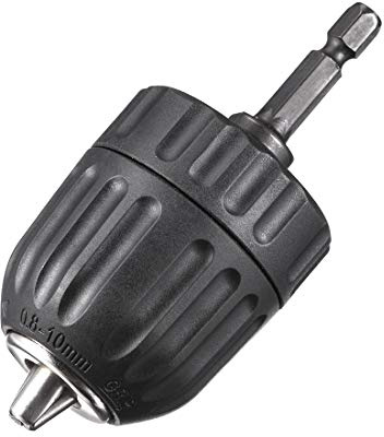 sourcing map 3/8 Keyless Drill Chuck Hex Shank Adapter 0.8-10mm 3-Jaw for Impact Driver Cordless Drill Black