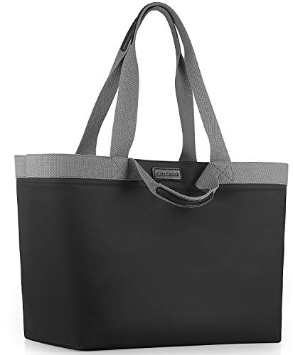 CHICECO Extra Große Shopper Einkaufstasche für Damen für die Arbeit im Fitnessstudio Wasserdichte Strandtasche aus Nylon - Schwarz Grau