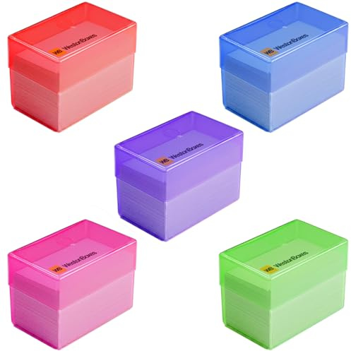 WestonBoxes Plastic Business Card Boxes - holds 250 business cards - 70mm Deep (Mix, Pack of 8)