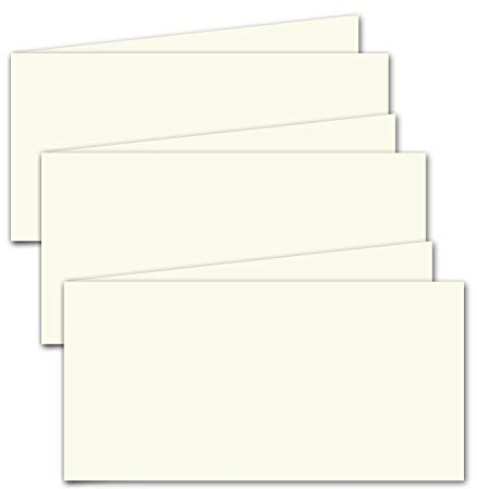 300x faltbares Einlege-Papier für DIN Lang Doppelkarten quer - Creme - 102 x 410 mm (102 x 205 mm gefaltet) - ideal zum Bedrucken mit Tinte und Laser - Mattes Papier von Gustav NEUSER