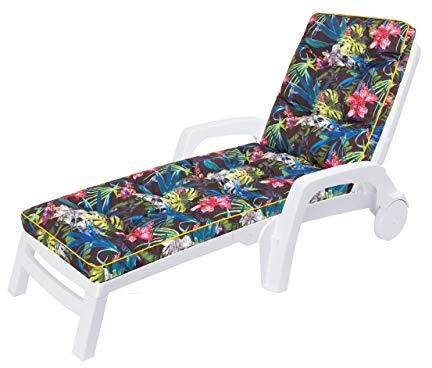 HOBBYGARDEN Auflagen für Deckchair, Liegenauflage, Gartenliege Auflage 201x55x8 cm Bequeme Polsterauflage für Sonnenliege, Liegestuhl, Kissen - Bunte Bläter