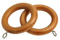 Wooden Curtain Pole Ring Hooks With Eyes for 28mm Poles (Antique Pine, Pack Of 16)