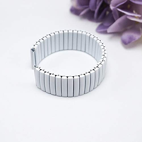 TGRTY Mode Uhrenarmbänder Metall-Stretch-Uhrenarmbänder Uhrenarmbänder 12mm 14mm18mm 20mm Armband Robustes Uhrenarmband (Color : White, Größe : 20mm)