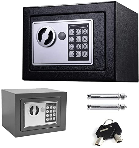 Tresor Safe Klein Elektronischer Möbeltresor - Feuerfest, Wasserdicht, Mini-Safe Mit Notschlüssel für Home Office - Schwarz, 4,6L