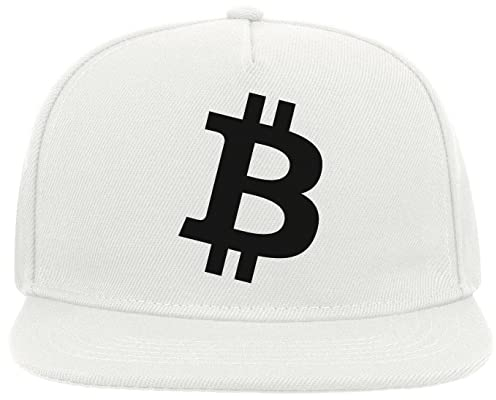 Nero Fonted Bitcoin Bold Grafico 5 Pannello Snapback Visiera Piatto Cappello Cappello Da Baseball Bianco, bianco, Taglia unica