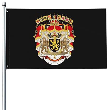 Armoiries du drapeau belge 0,9 x 1,5 m – Résistant aux UV – Drapeau de jardin avec œillets.