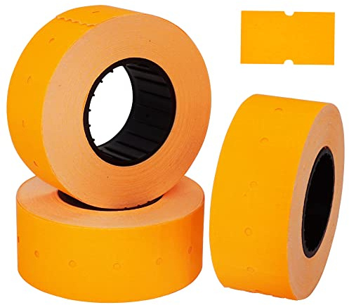 SKIR'CO (4 Rollen) Preisauszeichner-Etiketten 21 x 12 mm orange Farbe, Preismarker-Etiketten, 4000 Preisaufkleber, Preismarkierungsschilder