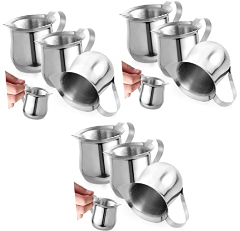 YARNOW 9piezas Jarra Espumadora De Leche Inoxidable Taza Pequeña Para Café Espresso y Espumado De Leche