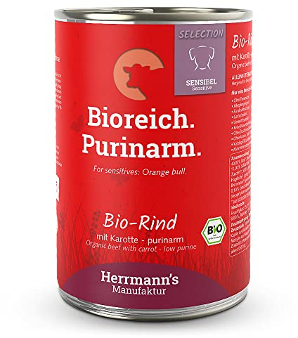 Herrmann's - Selection Sensibel Bio Rind mit Karotten - purinarm - 12 x 400g - Nassfutter - Hundefutter