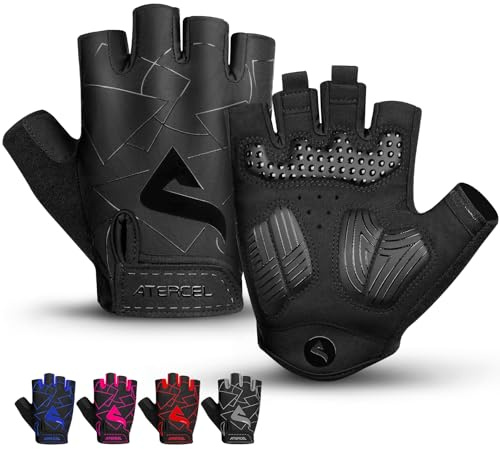 ATERCEL Cycling Gloves, Bike Gloves for Men Women, Bicycle Gloves for Cycling, Workout, Gym, Training, Weight Lifting Outdoor, Dirt Bike, Mountain Bike, and Riding (Black, Small)