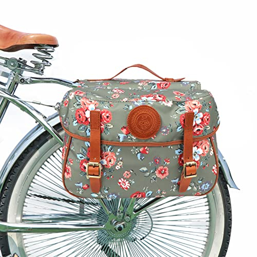 Tourbn TOURBON wasserdichte Segeltuch-Fahrrad-Hinterradtasche für Fahrrad, Gepäck, Aufbewahrung, Sitz, Kofferraumträger (Blumenmuster)