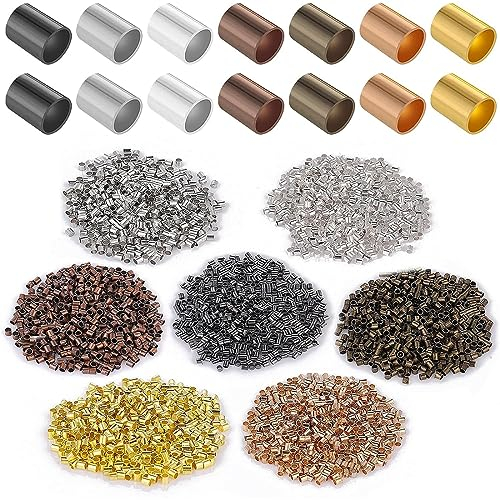ASYKNM 1500PCS Perles à écraser,Perle a Ecraser en Laiton,Ensembles de Perles a Sertir Intercalaire,Embouts de Curseur Tube d'extrémité à Sertir,Fabricationde de Bijoux 1.5mm/2.0mm/2.5mm