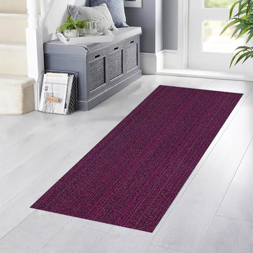 YANHONG Handwebteppich Läufer Teppich 110 x 380 cm Wetterfest waschbar rutschfest Flur Läufer Teppichläufer Flur mit Anti-Rutsch Unterseite für Drinnen und Draußen, Lila