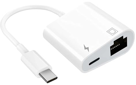 Adaptateur USB C vers Ethernet avec chargement, adaptateur Ethernet de type C vers RJ45, adaptateur réseau Ethernet LAN portable USB-C compatible avec iPhone 15 Pro/Max/Plus, MacBook Pro Air 2018,