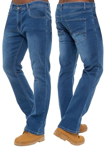 989Zé ENZO Mens Stretch Bootcut Jeans Casual Classic Retro Denim Wide Leg Flared Pants Trousers EZ401 Light Blue 38W / 32L