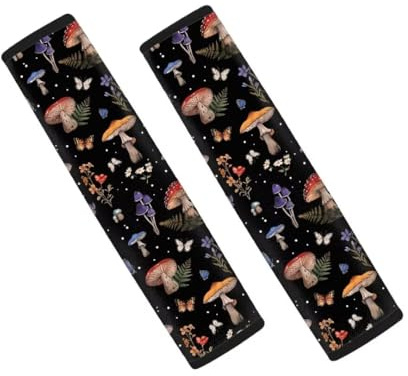 Coldinair Almohadillas para cinturón de seguridad de coche con diseño de hongos, fundas suaves y cómodas para cinturón de seguridad
