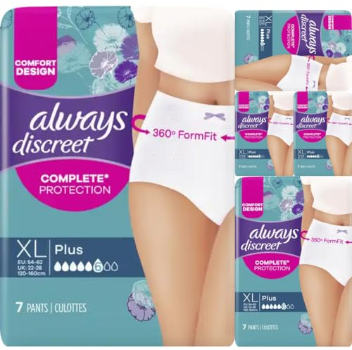 Discreet Inkontinenz Pants Plus XL Binden Pads Damenbinden 7 STÜCK x 5 Packungen