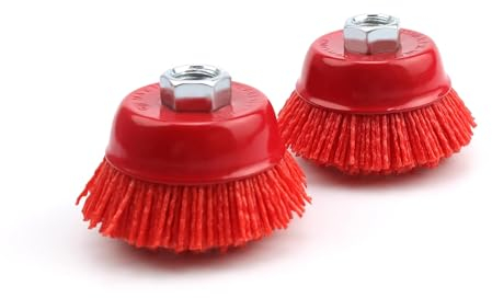Spazzola per Trapano, LNSYSNS 2 pezzi Spazzola Abrasiva Nylon, diametro 63,5MM Spazzola con Filamenti in Nylon, Utilizzato per la rimozione della ruggine, la rimozione della vernice e la pulizia dello