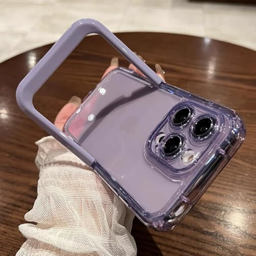 ADKOT Linsenschutz-Ständerhülle für iPhone 14 Pro Max 13 12 11 15Pro Max, einfarbig, klare, weiche TPU-Rückseite, PR, für iPhone 11