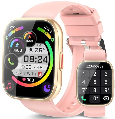 Smartwatch Uomo Donna con Effettua/Risposta Chiamate, 1,85'' Orologio Smartwatch, 112 Modalità Sportive Smart Watch con Contapassi/Cardiofrequenzimetro, IP68 Fitness Tracker per Android iOS, Rosa