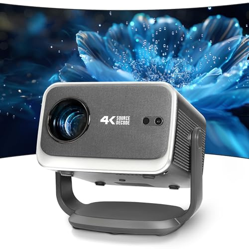 Proiettore Auto Foucus con WIFI e Bluetooth, supporto 4K, nativo 1080P, schermo regolabile, supporto girevole a 180°, suono stereo 3D, proiettore intelligente per camera da letto a soffitto,