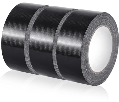 KUOGAS Panzertape Schwarz extra 3 Rollen 35m x 48mm,Insgesamt 105m,Wasserdichtes Reparaturband für innen & außen gewebeverstärktes Reparaturband,Rohrabdichtung im Außenbereich,Panzerband,Rohrschutz