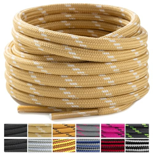 Stepace Runda skosnören [2 par] slitstarka skoband för vandringsskor,arbetsskor,ca 4,5 mm i diameter,120 cm – 180 cm längd