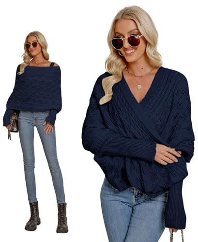 Asudaro Strickschal Mit Ärmeln Damen Winter Pulloverschal Wickelpullover Gestrickter Multifunktionaler Zopfmusterschal Mode Poncho Schal Cape Schal Stola Einfarbig Wrap Scarf