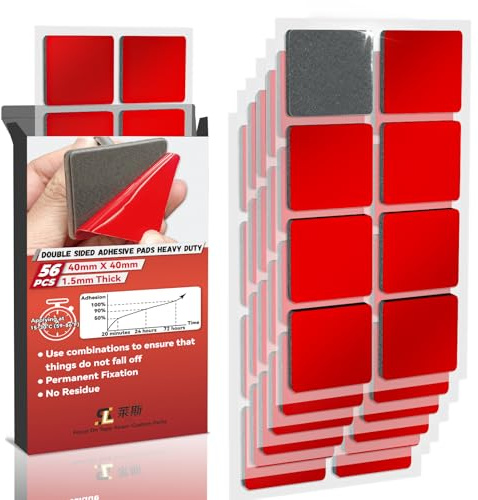 Birllaid 56 Stück Ultra Sticky Strong Pads Doppelseitige Klebepads Quadratisch 4cm'*4cm,Hochbelastbares Montageband, Klebeband1,5 mm dick für Wände Bild,Auto, Zuhause, Büro