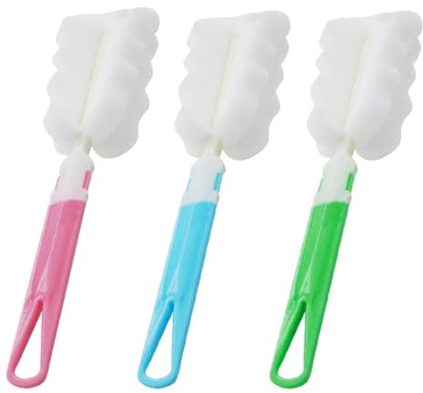 3 PCS Soft Sponge Foam Bottle Brushes for Cleaning, Long Handle Adjustable Cup Sponge Cleaning Brush Soft Sponge Foam Bottle Brush for Thermos, Mugs, Water Bottles, and Feeding Bottles