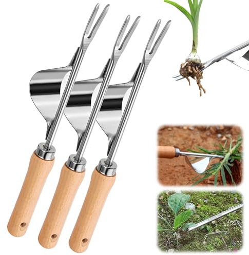 Matame Desherbeur Manuel, 2025 Arrache Mauvaise Herbe, Arrache Pissenlit Outils Jardinage, Root Slayer en Acier Inoxydable (3PCS)