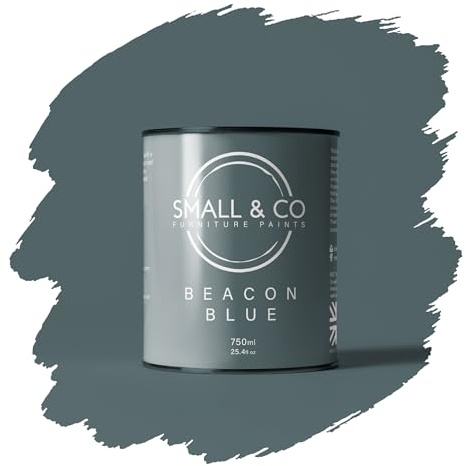 Small & Co Furniture Paint – Beacon Blue (slate blue-grey with coastal depth) | Premium Water-Based Matte Acrylic for Cabinets & Wood | Strong Adhesion, Low Odour, Quick Dry | 750ml