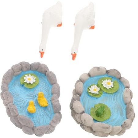 RORPOIR 2piezas Mini Adornos para Piscina De Resina Figuras De Animales para Exterior Interior Estatua De para Mini Estanque De Jardín Accesorios De Jardín para Decoración del Hogar y